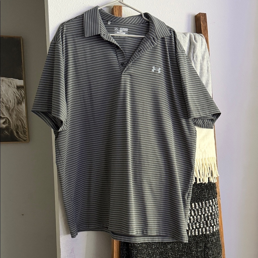 Under Armour Men's Polo Shirt in Gray Stripes